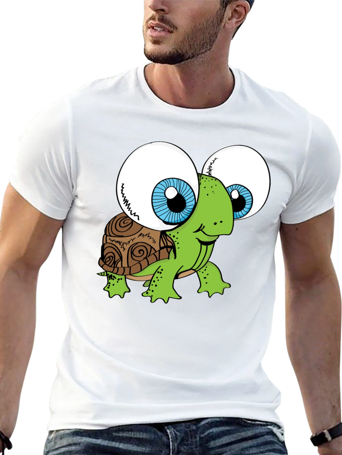 Funny Turtle Googly Eyes Black T-Shirt
