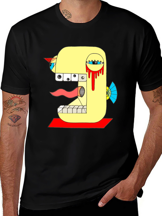 Abstract Graphic Tee - Bold Design Black T-Shirt