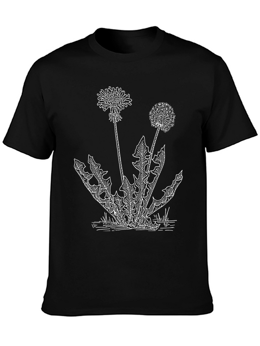 Dandelion Sketch Tee - Botanical Graphic Print Shirt