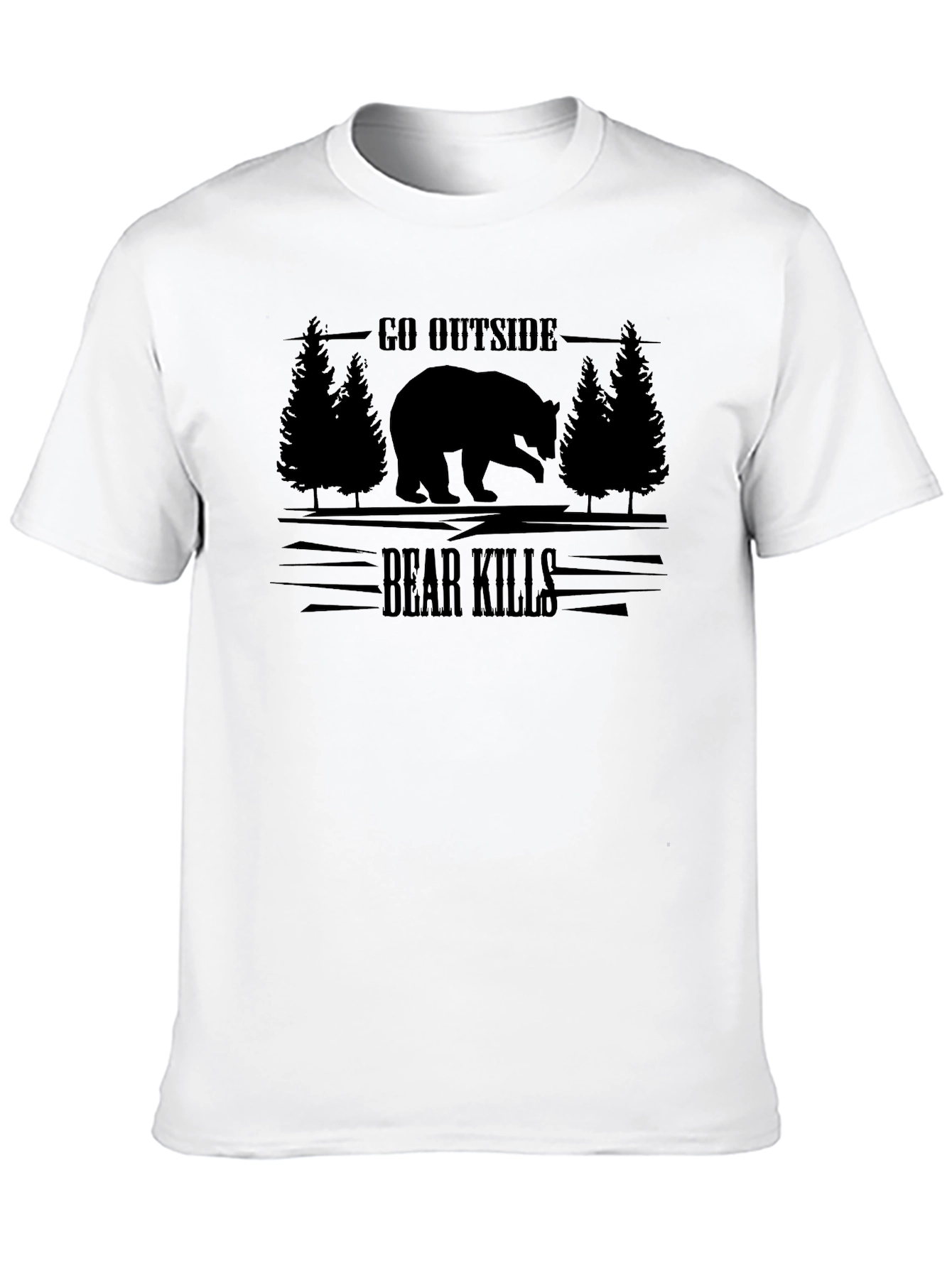 Go Outside Bear Kills Black T-Shirt