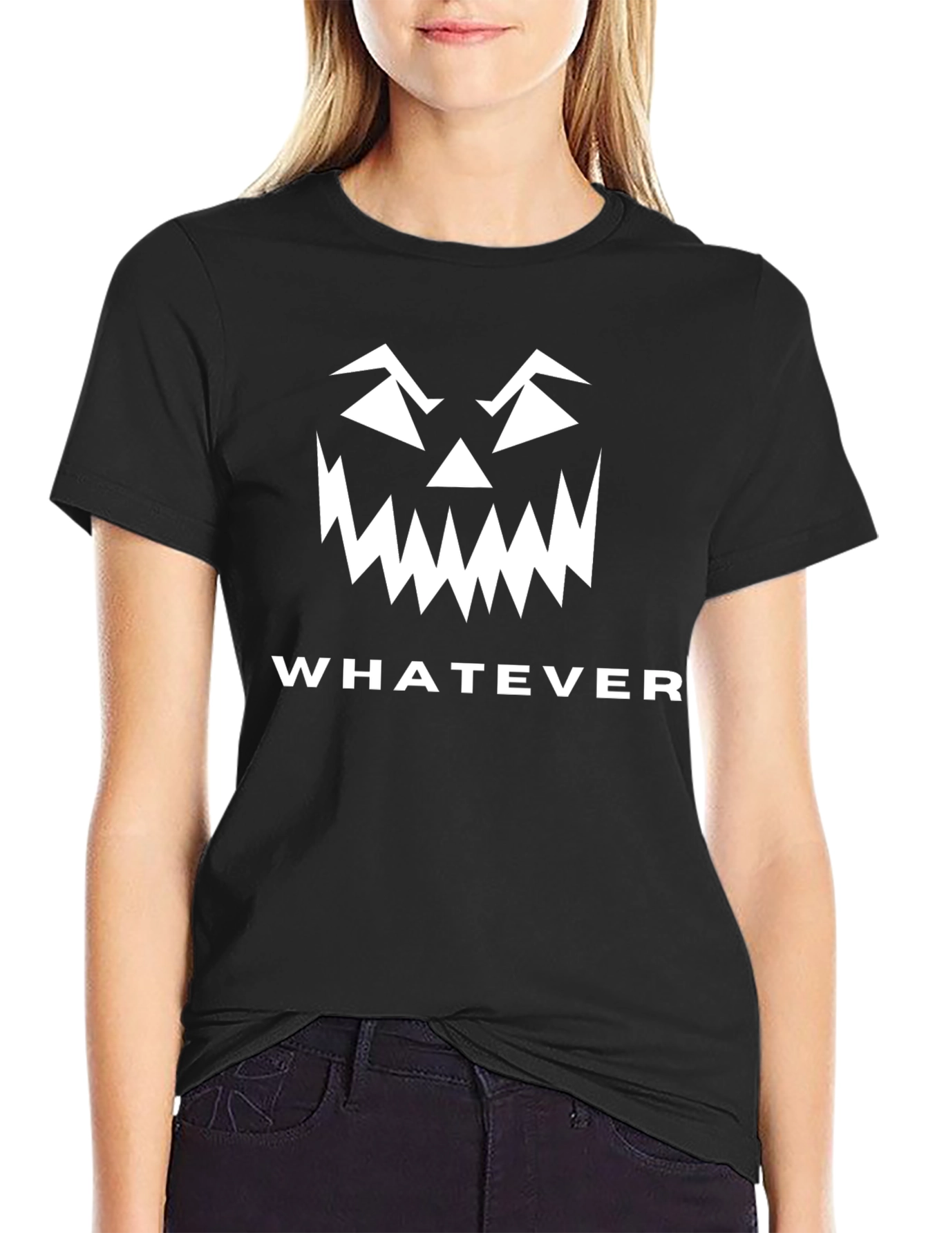 Halloween Whatever T-Shirt - Scary Pumpkin Face Tee