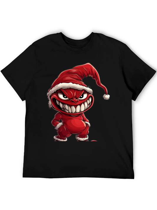 Evil Santa Cartoon Graphic Black T-Shirt
