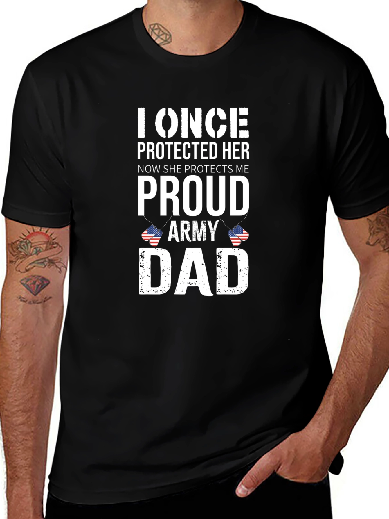 Proud Army Dad T-Shirt - Once Protected Her