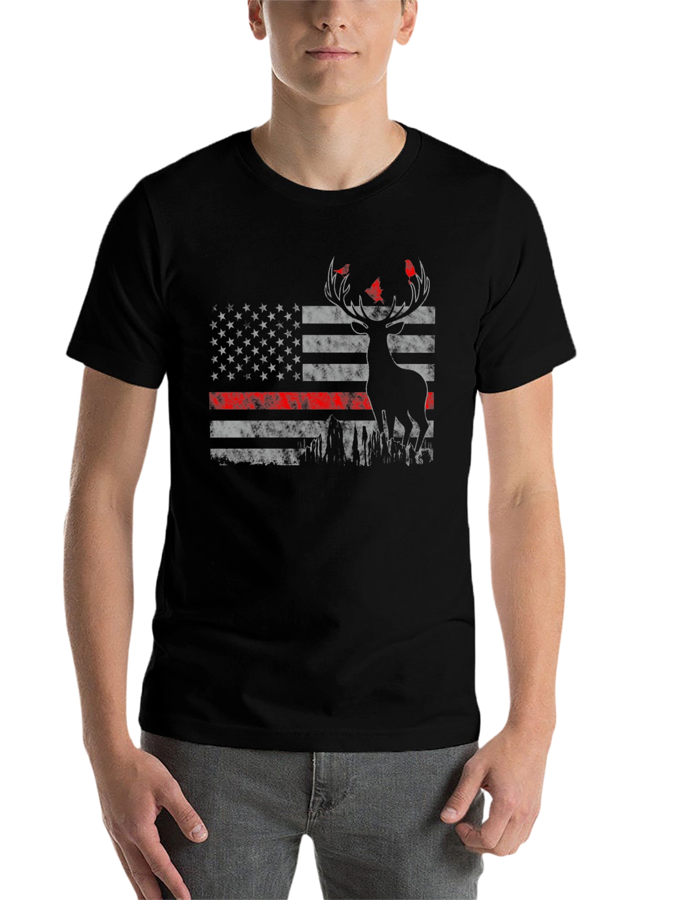 American Flag Deer Hunter T-Shirt