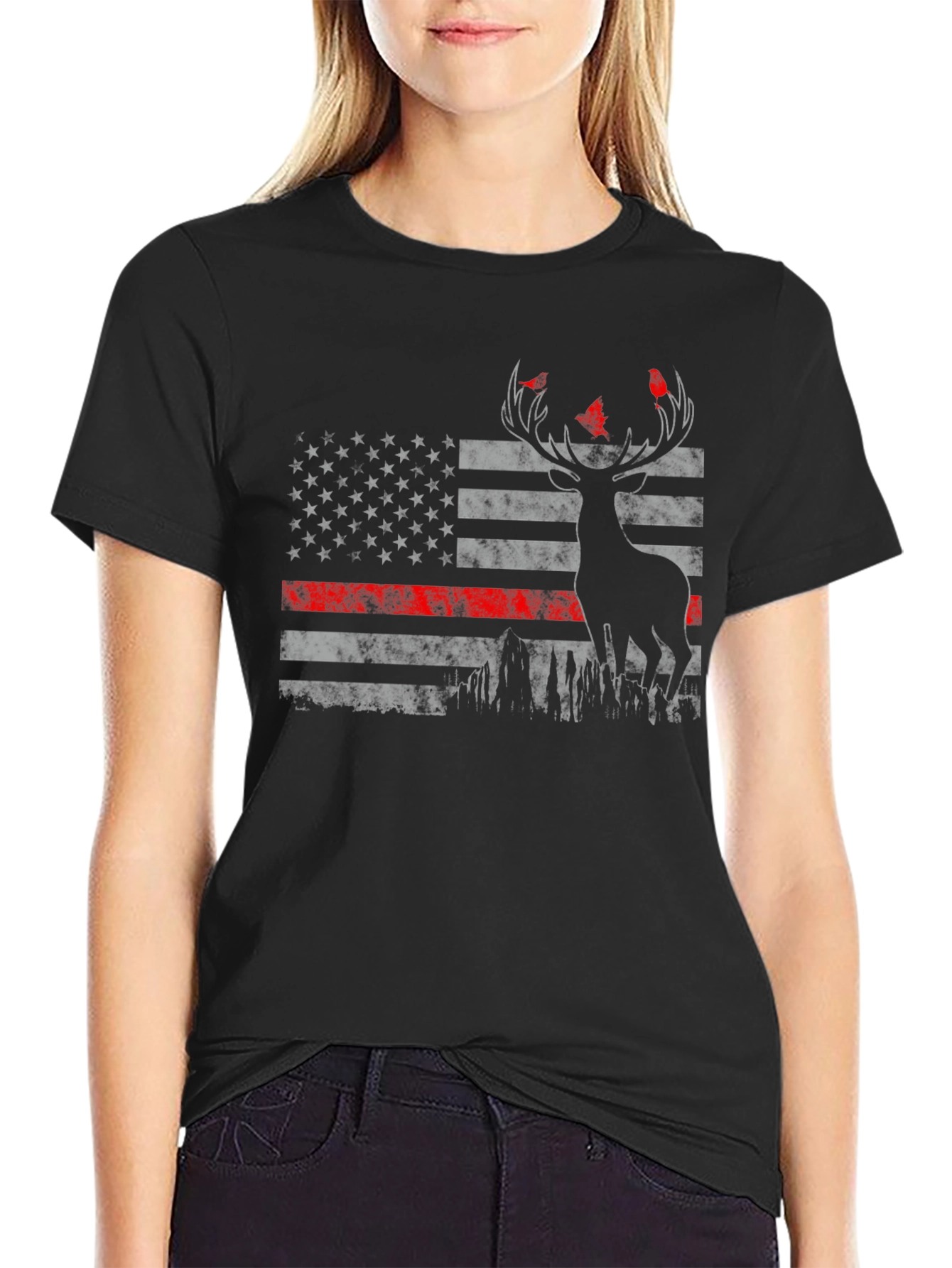 American Flag Deer Hunter T-Shirt