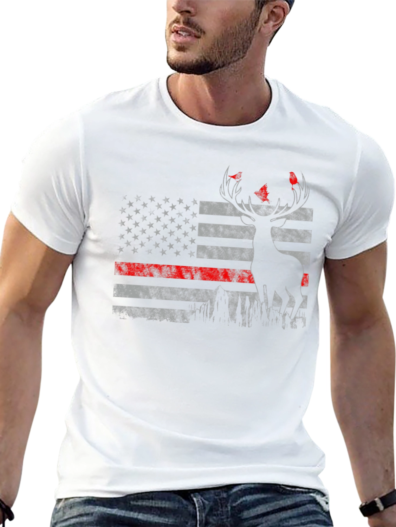 American Flag Deer Hunter T-Shirt