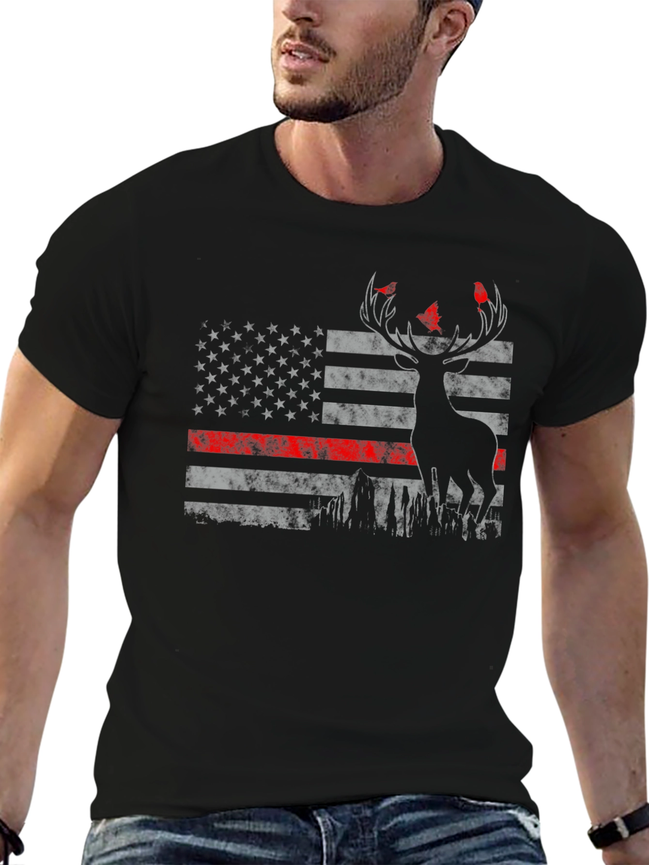 American Flag Deer Hunter T-Shirt