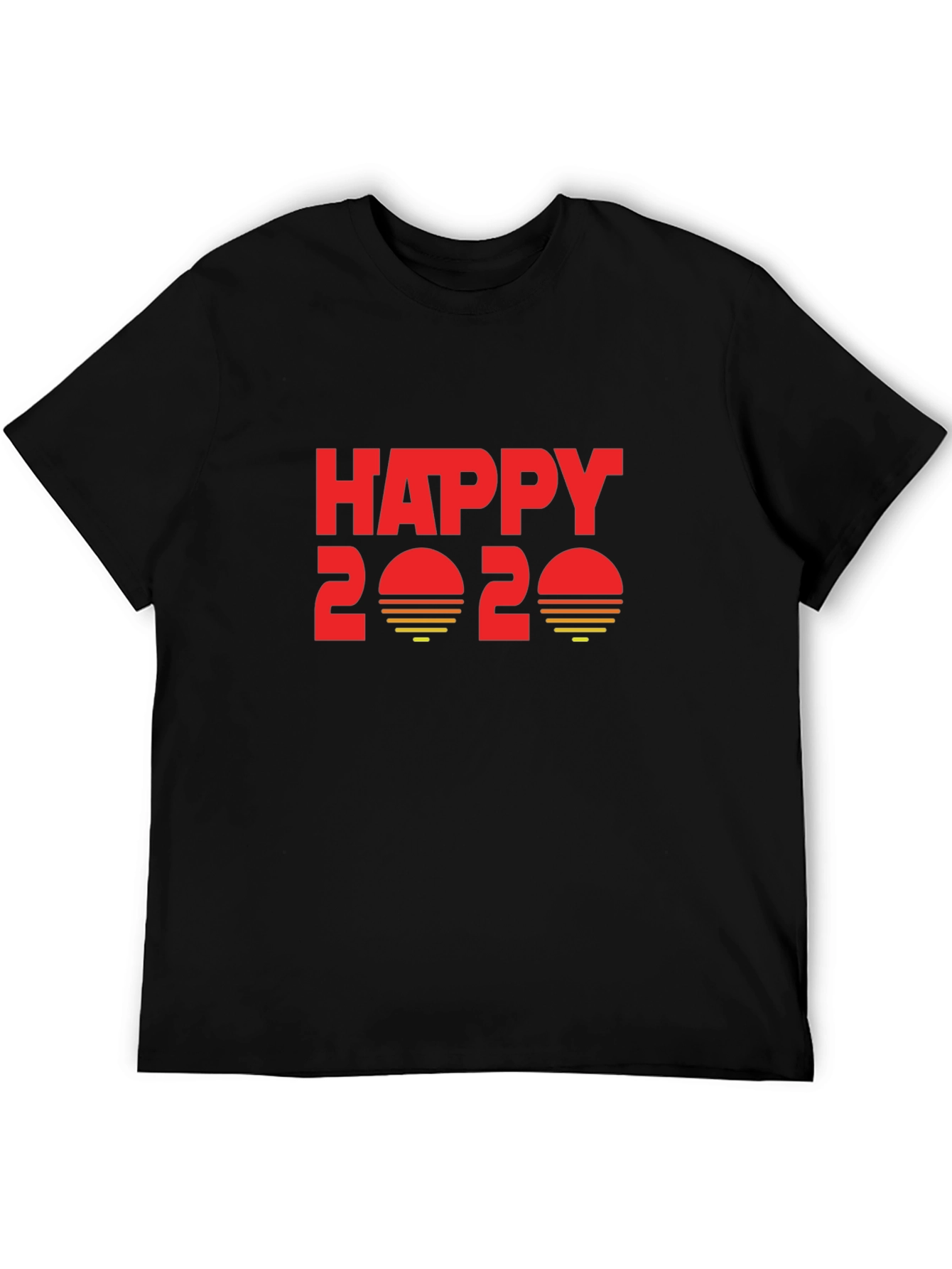 Happy 2020 Graphic T-Shirt - Black Cotton Blend