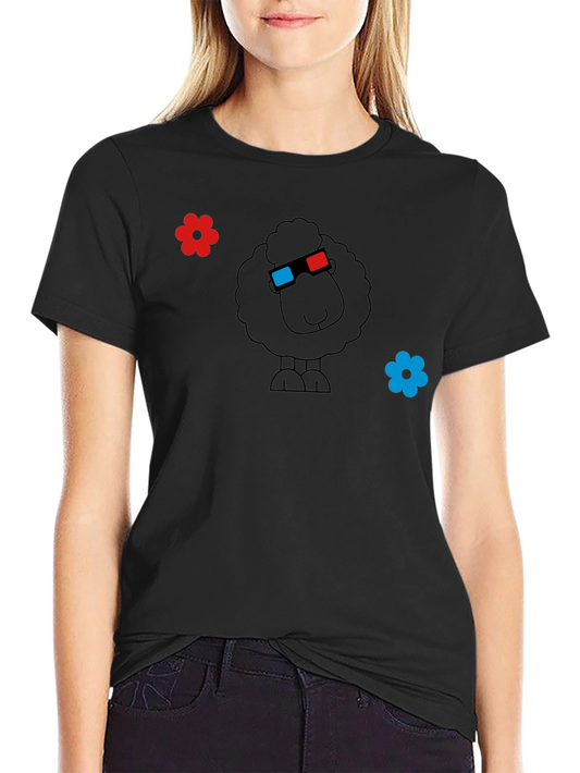 Funny 3D Sheep Black T-Shirt