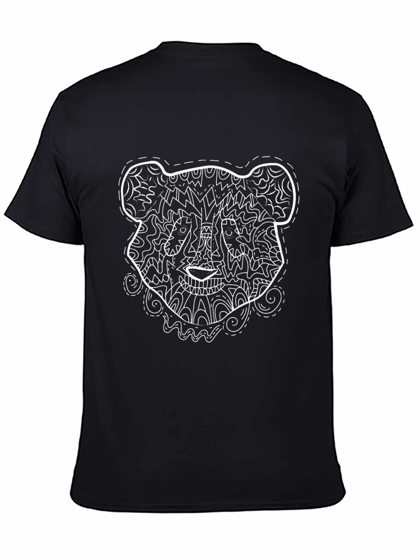 Abstract Bear Graphic Print Black T-Shirt