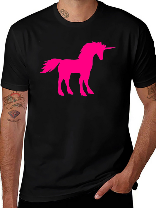 Unicorn Graphic Tee - Black Cotton Blend Shirt