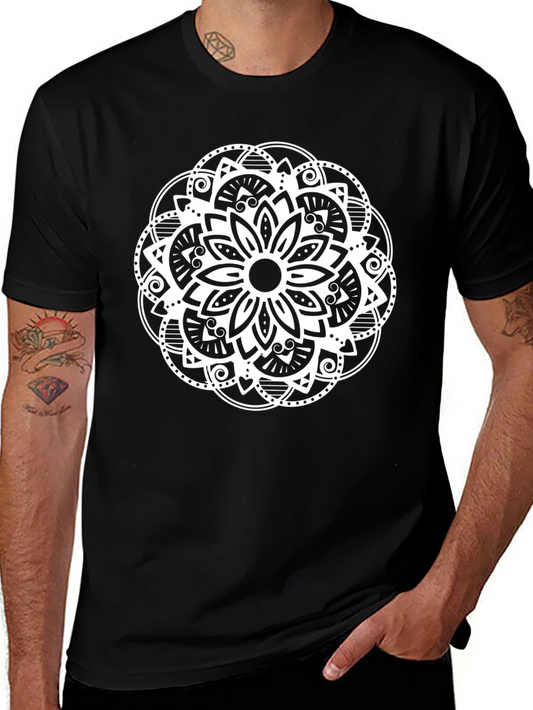 Mandala Graphic Tee - Black Cotton Blend