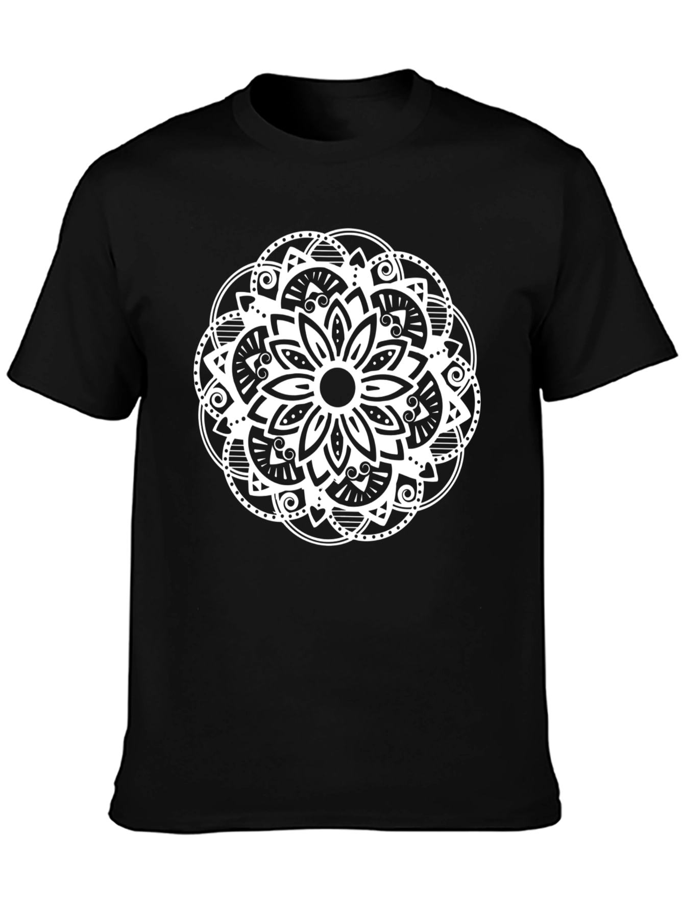 Mandala Graphic Tee - Black Cotton Blend