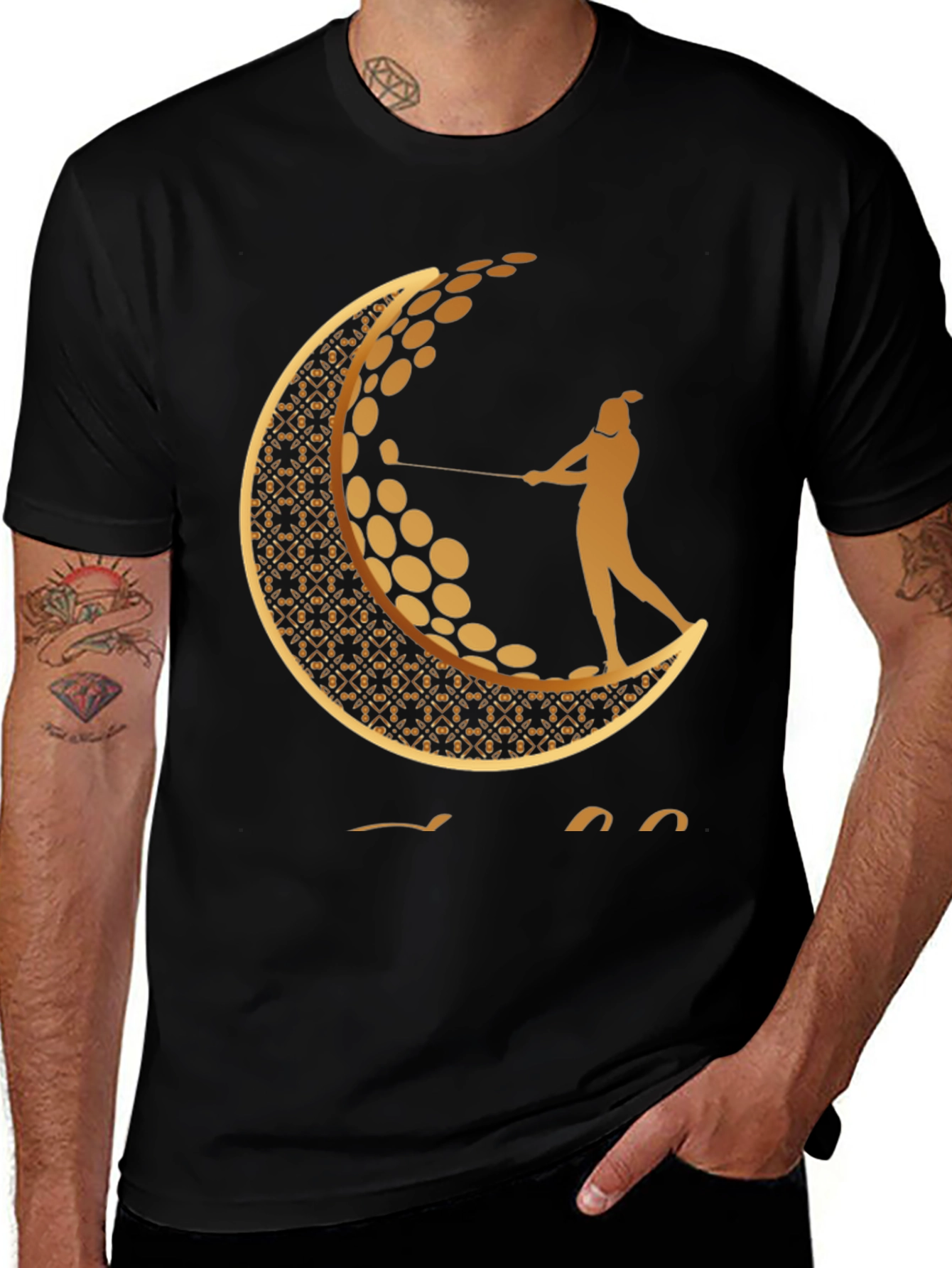 Golf Moon Tee - Unique Graphic Print Shirt