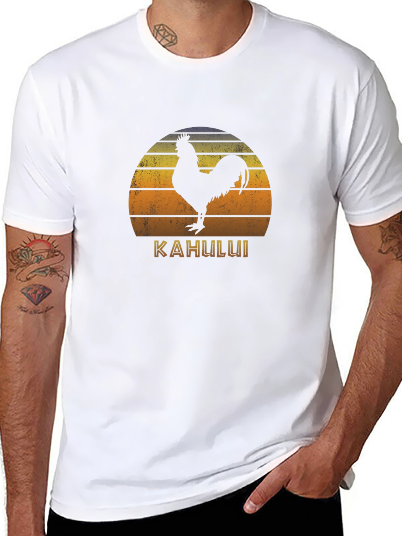 Kahului Rooster Retro Sunset T-Shirt