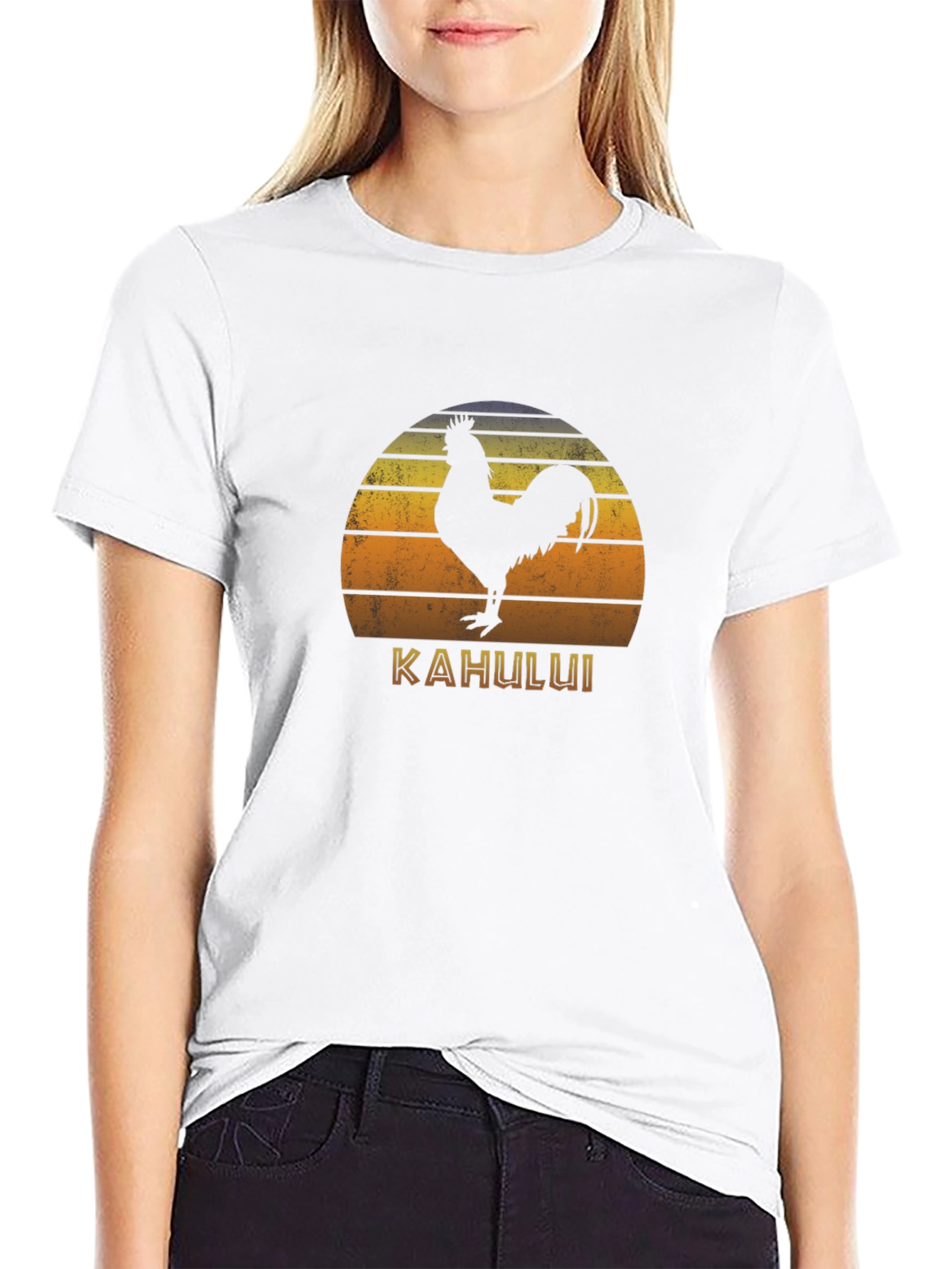 Kahului Rooster Retro Sunset T-Shirt