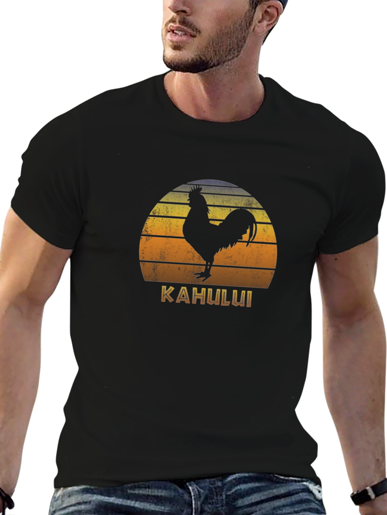 Kahului Rooster Retro Sunset T-Shirt