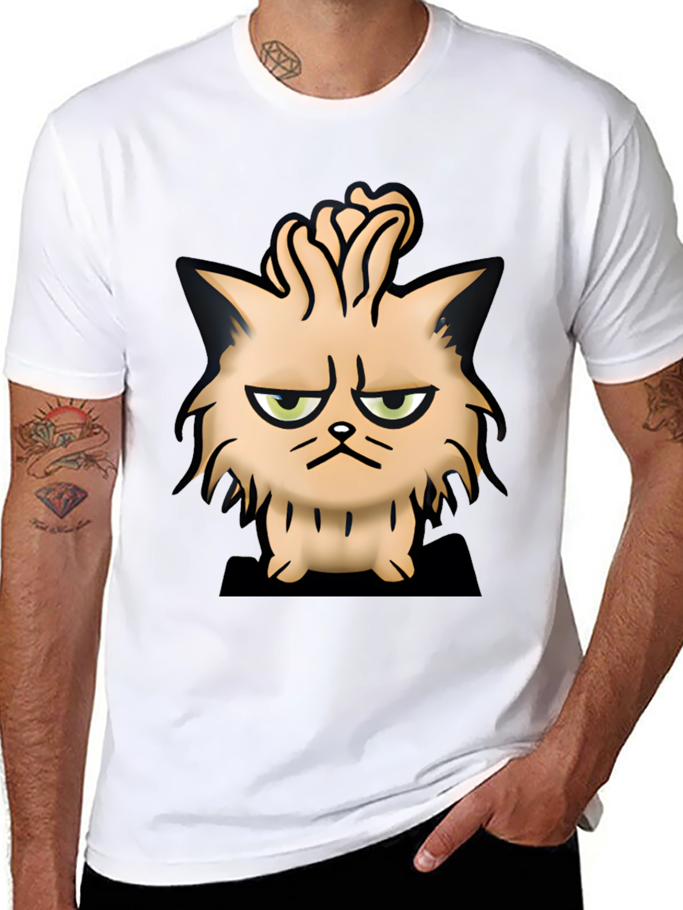 Grumpy Cat Cartoon Black T-Shirt