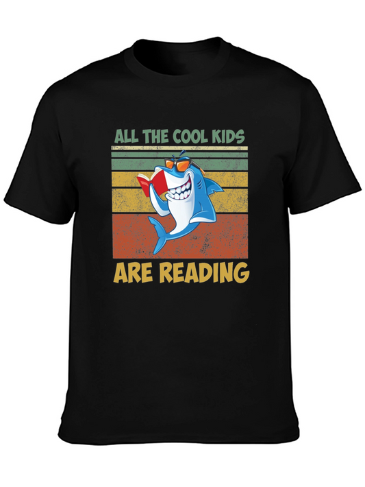 Cool Kids Reading Shark Graphic T-Shirt