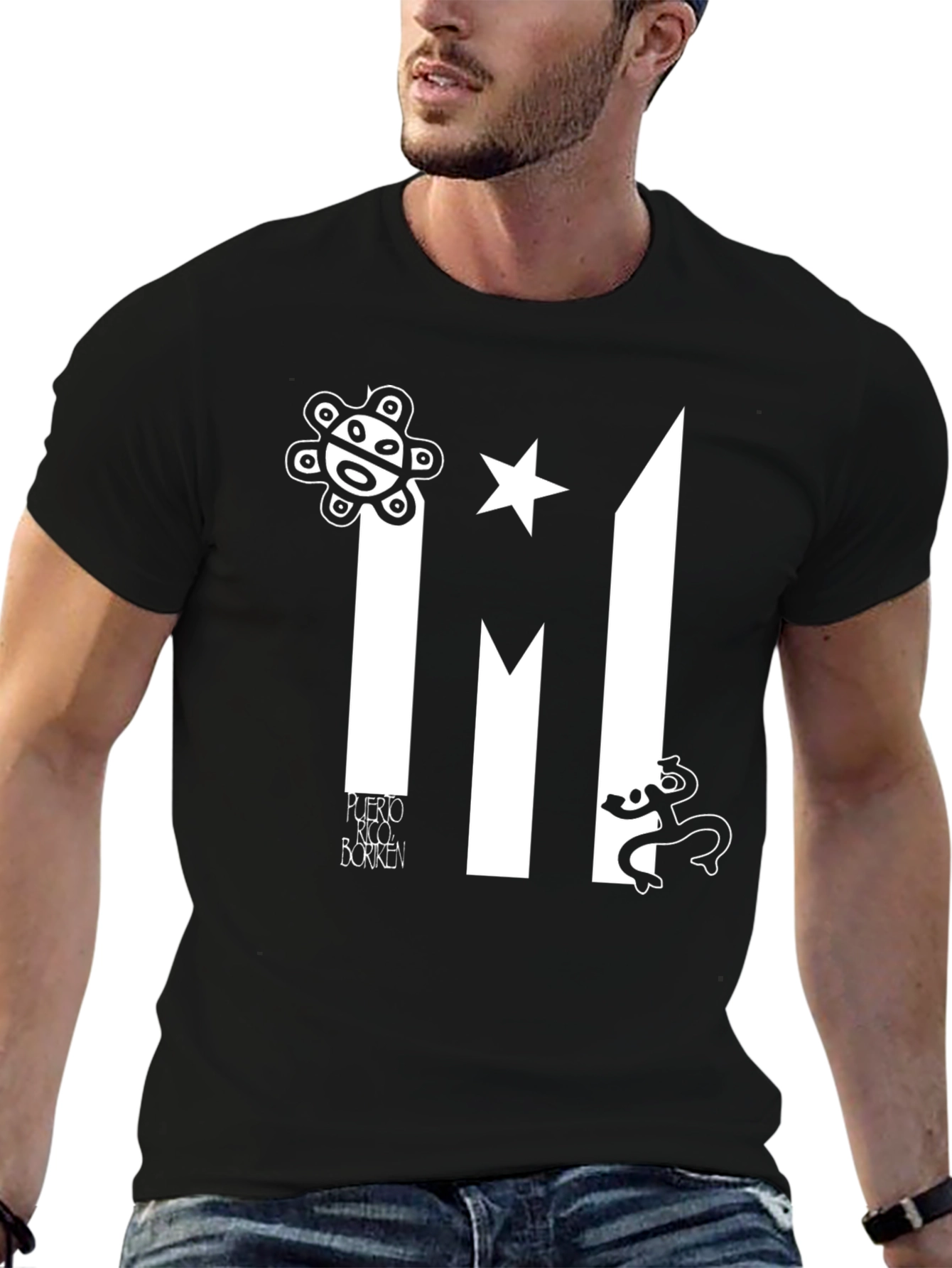 Puerto Rico Black T-Shirt Boriken Island Pride