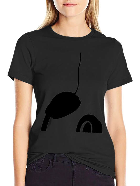 Mens Black Graphic T-Shirt - Minimalist Cartoon Design