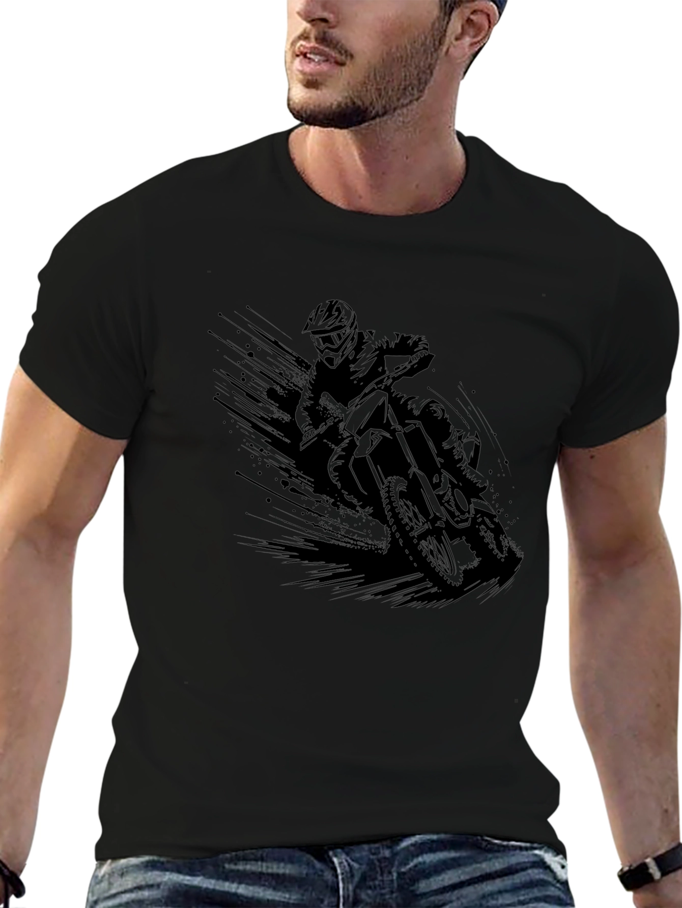 Motocross Rider Graphic T-Shirt - Black Cotton Tee