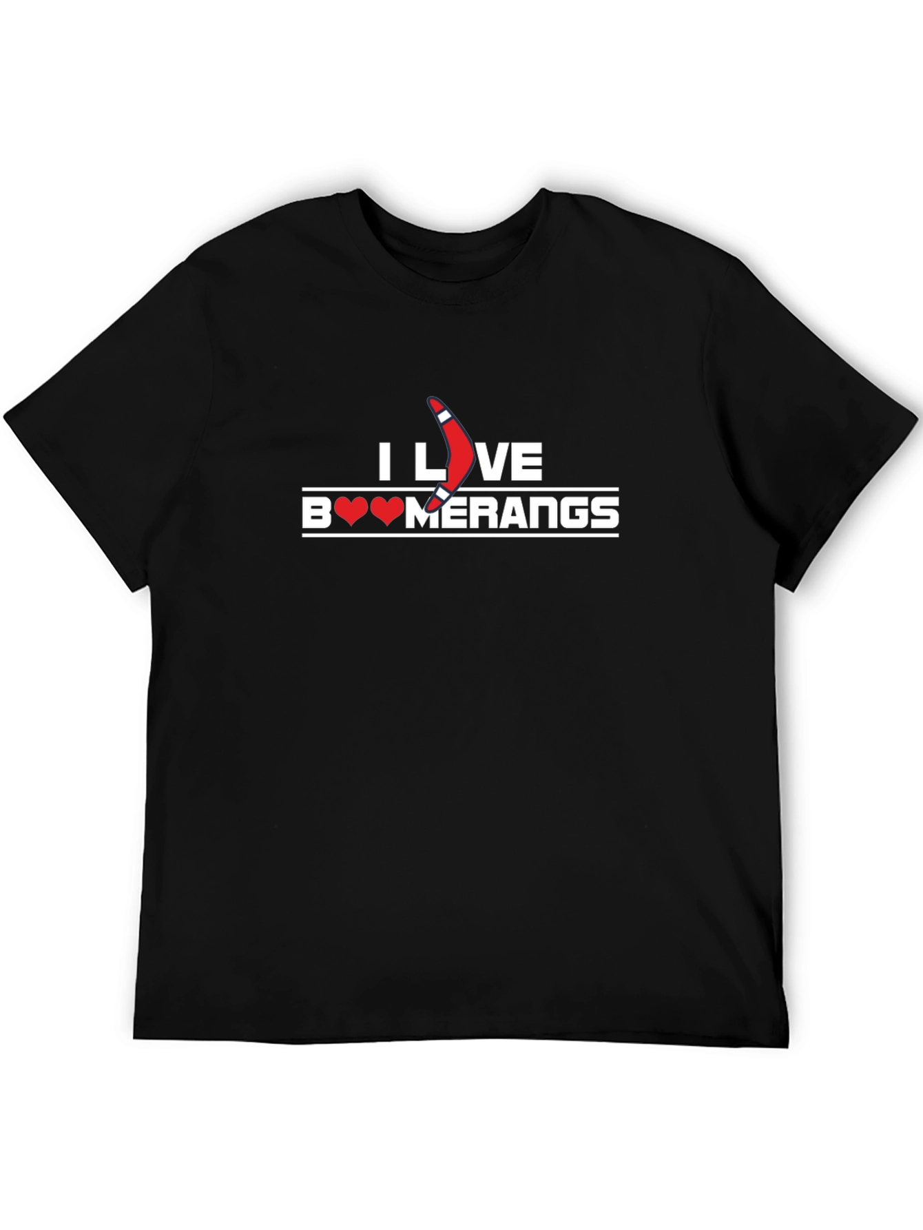 I Love Boomerangs Black Graphic Tee