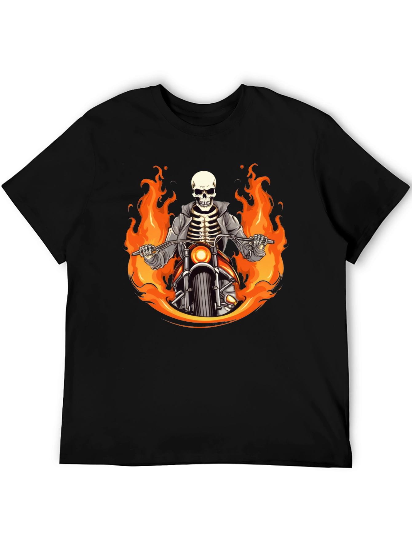 Flaming Skeleton Rider Black T-Shirt