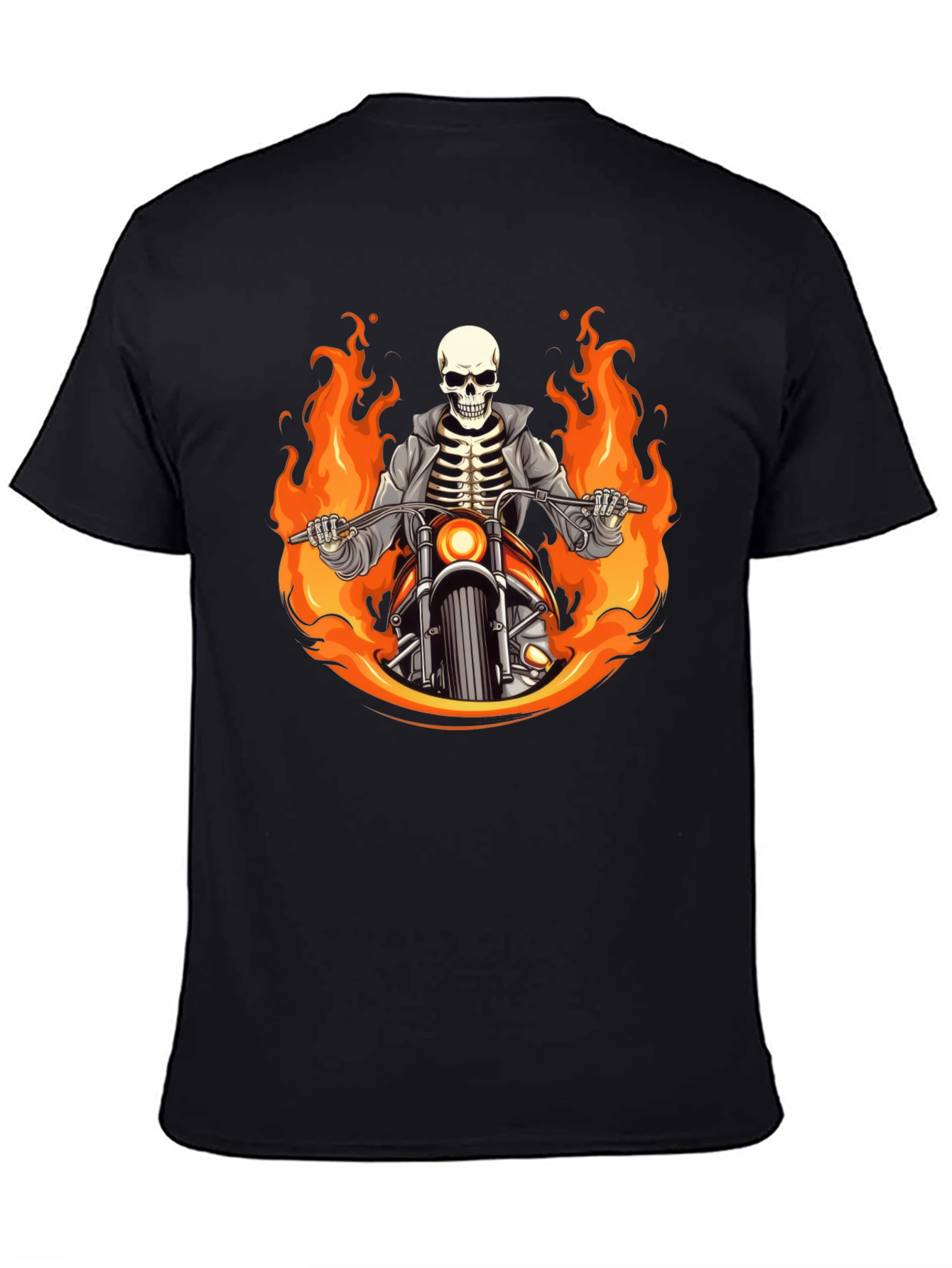 Flaming Skeleton Rider Black T-Shirt