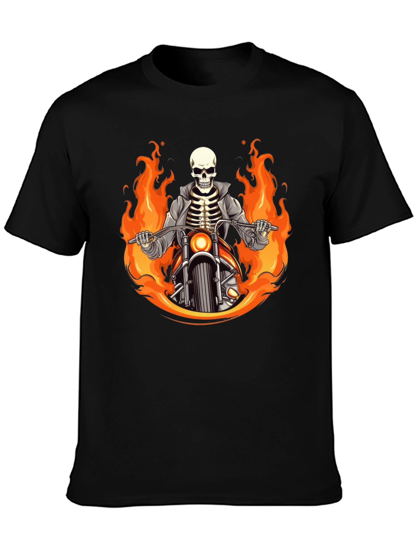 Flaming Skeleton Rider Black T-Shirt