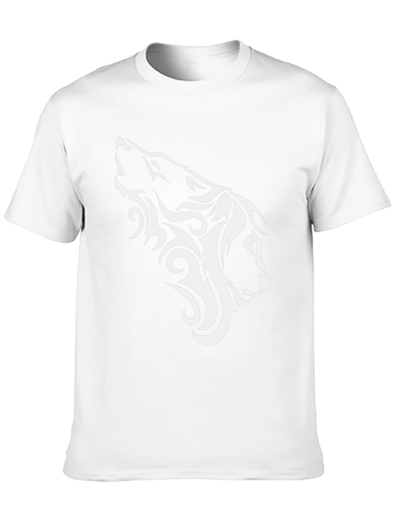 Tribal Wolf Head Graphic Black T-Shirt
