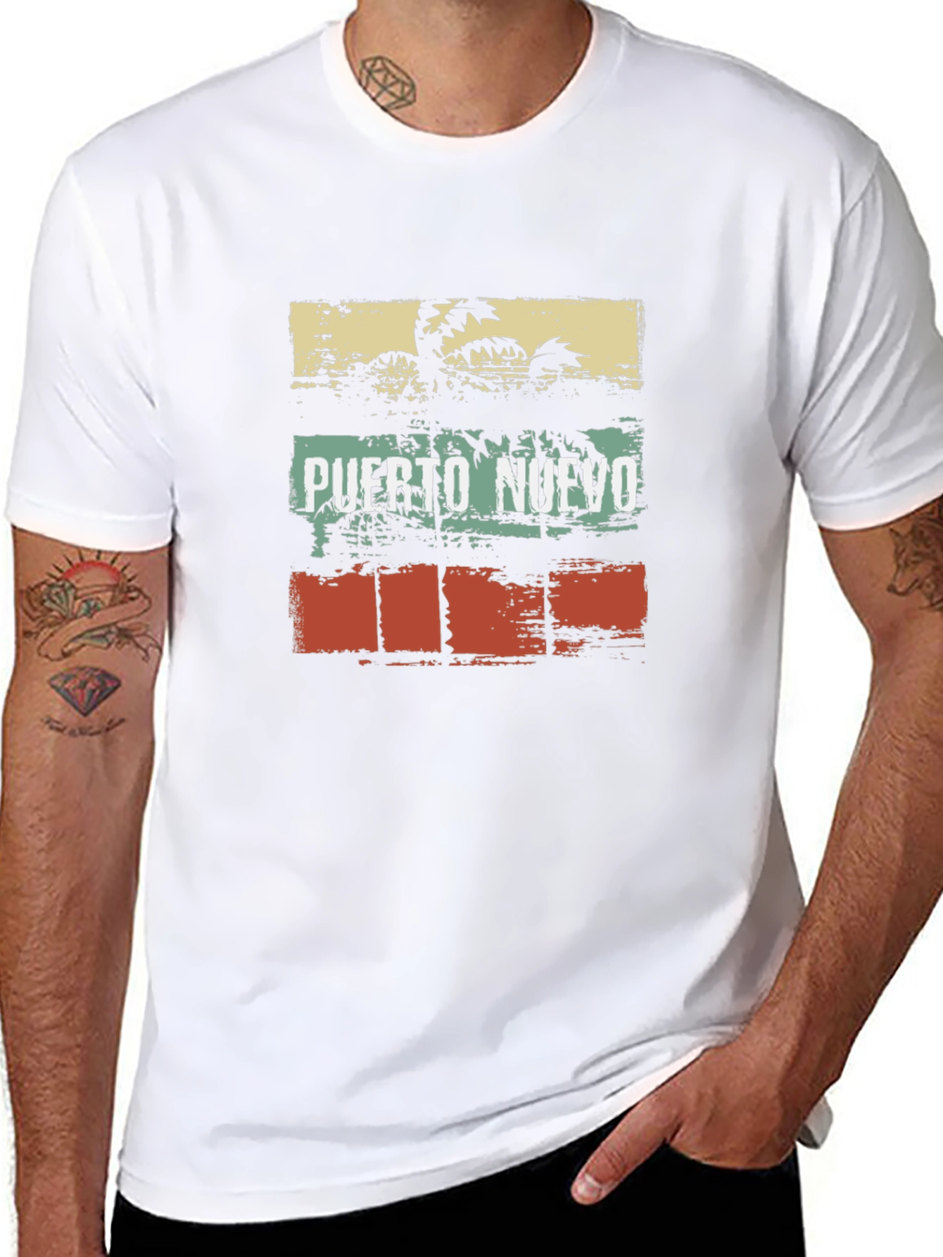 Puerto Nuevo Retro Palm Tree Graphic Tee