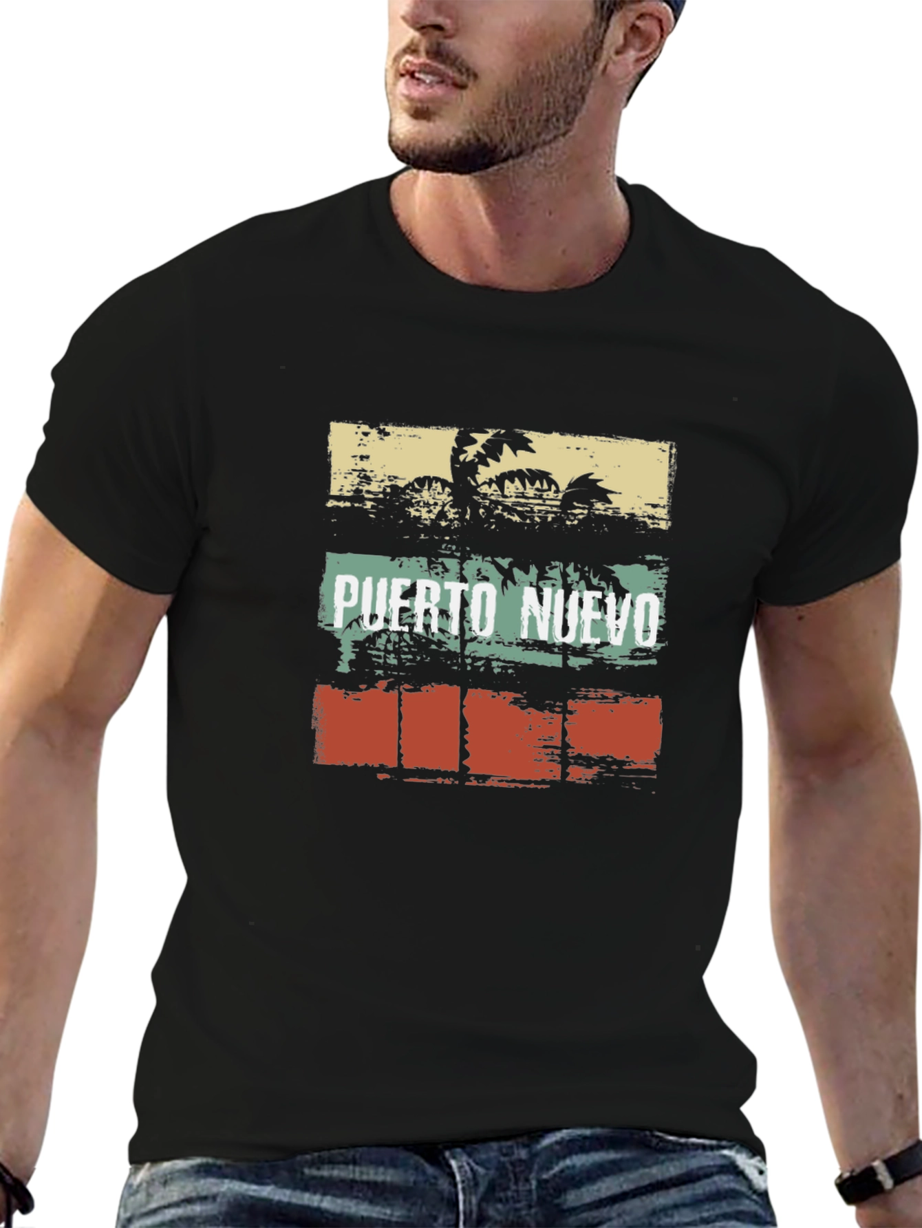 Puerto Nuevo Retro Palm Tree Graphic Tee
