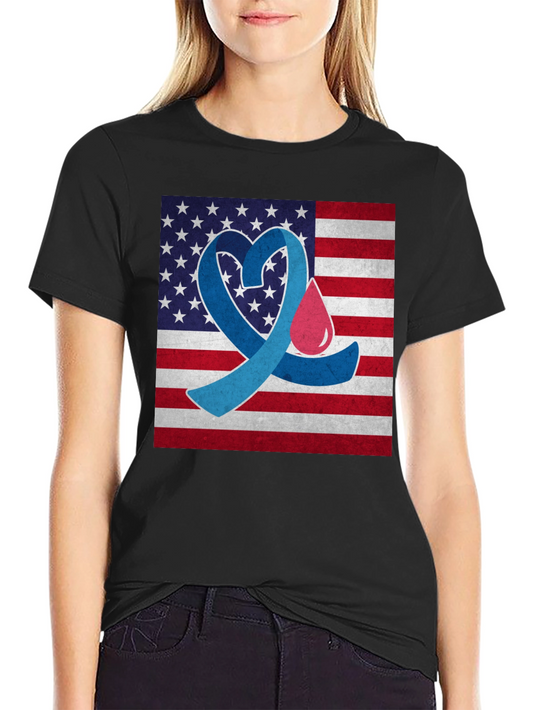 Diabetes Awareness USA Flag Heart T-Shirt