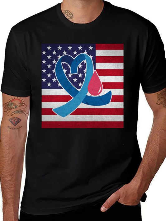 Diabetes Awareness USA Flag Heart T-Shirt