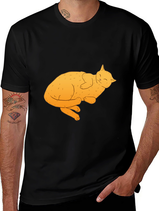 Cute Cat Nap Black T-Shirt