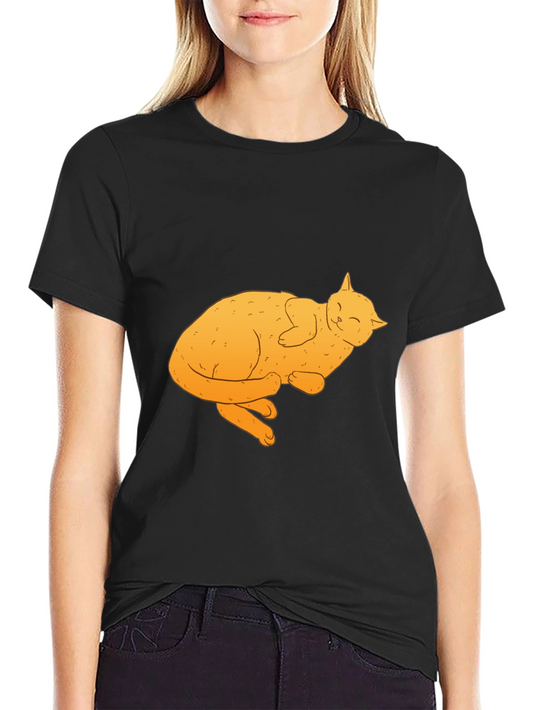 Cute Cat Nap Black T-Shirt