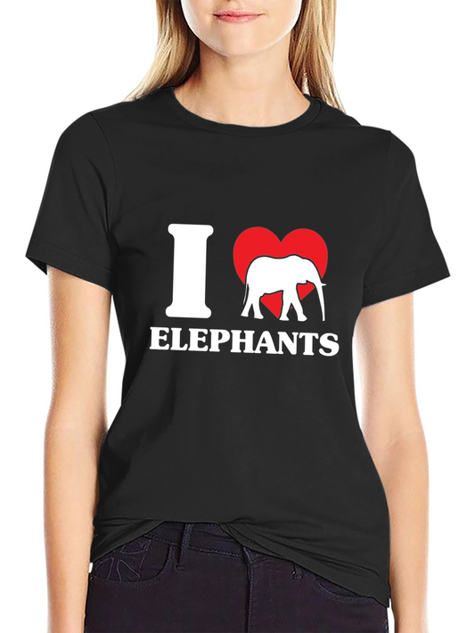 I Love Elephants Graphic Tee - Black