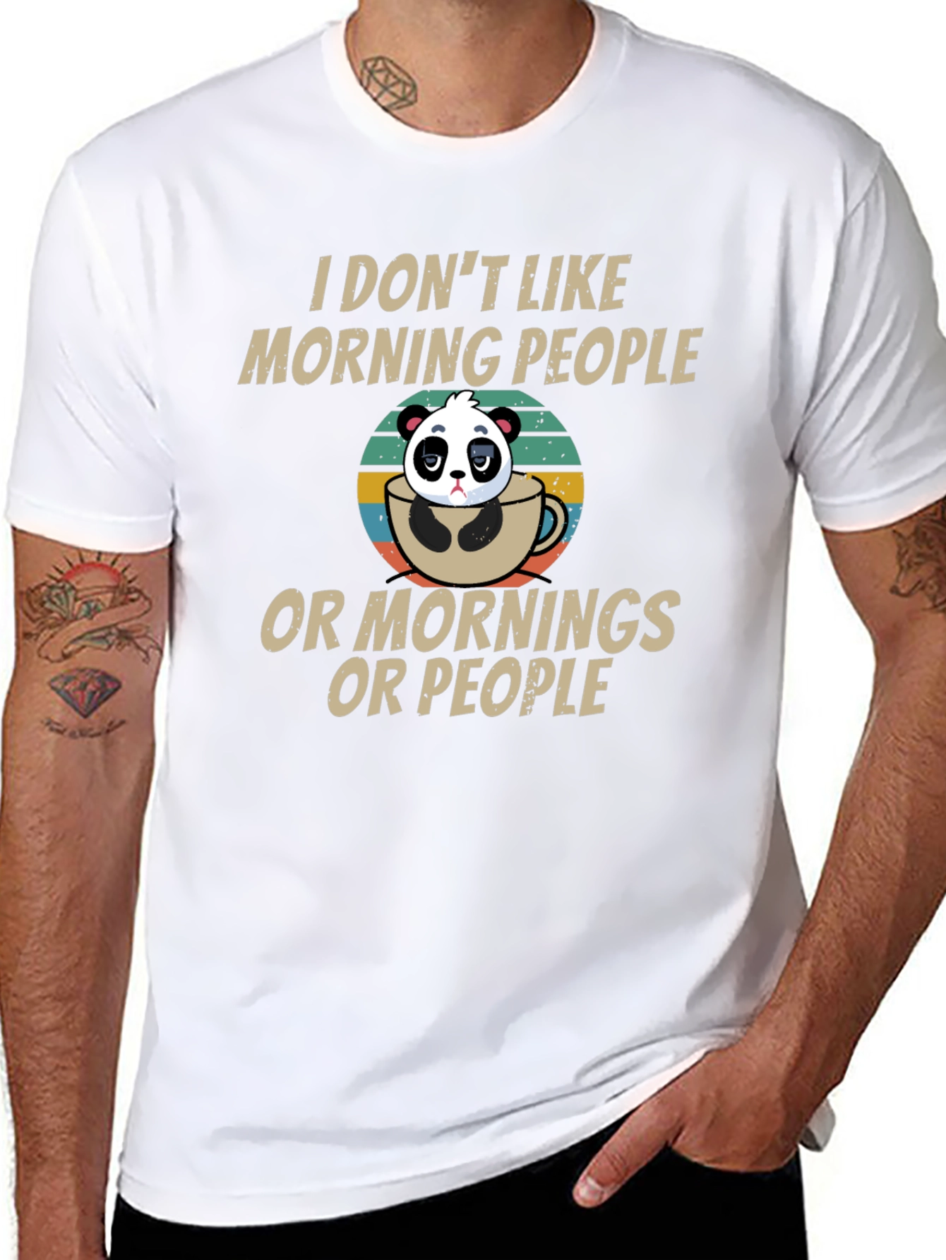 Funny Panda Morning People T-Shirt