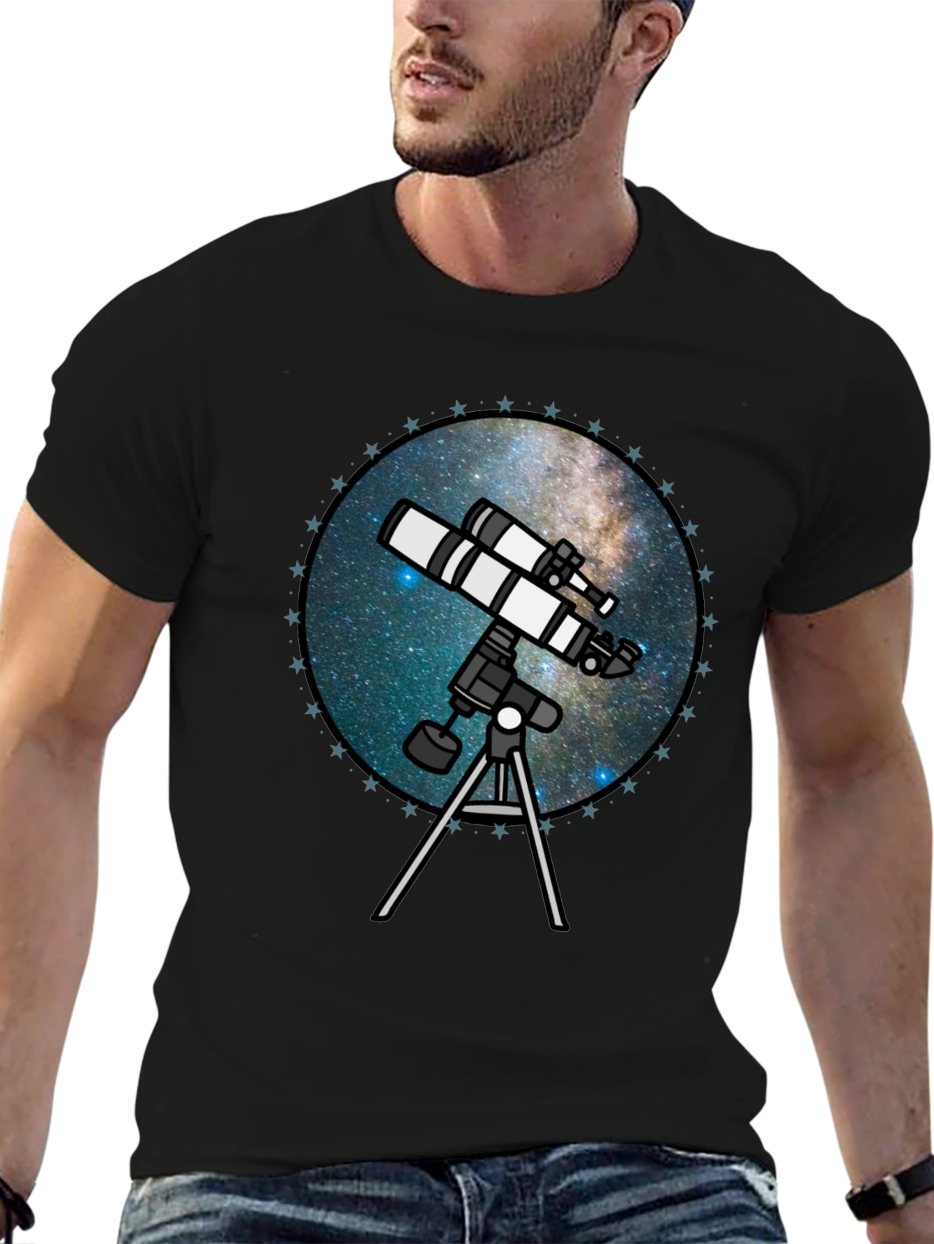 Telescope Galaxy T-Shirt - Stargazing Apparel