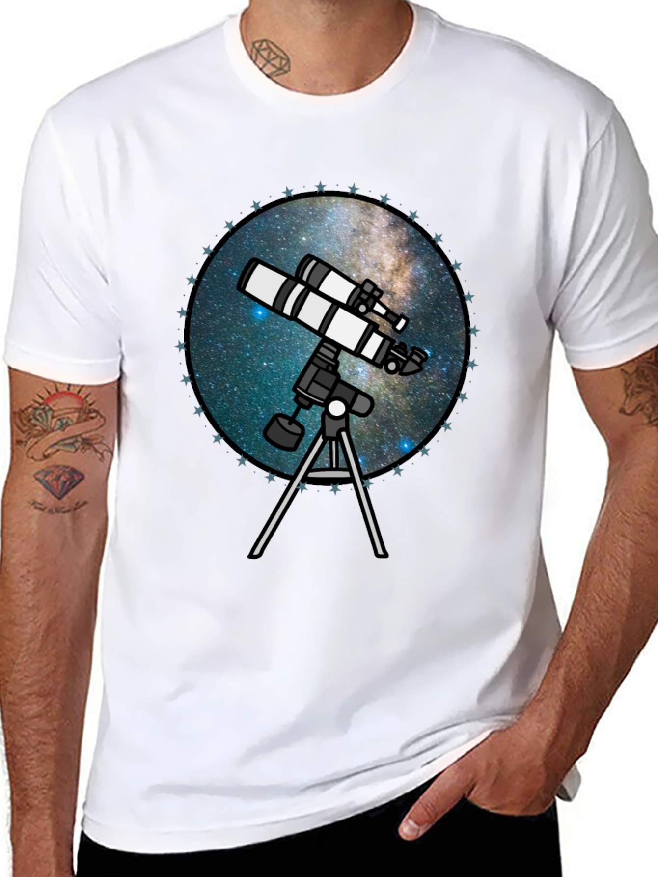 Telescope Galaxy T-Shirt - Stargazing Apparel