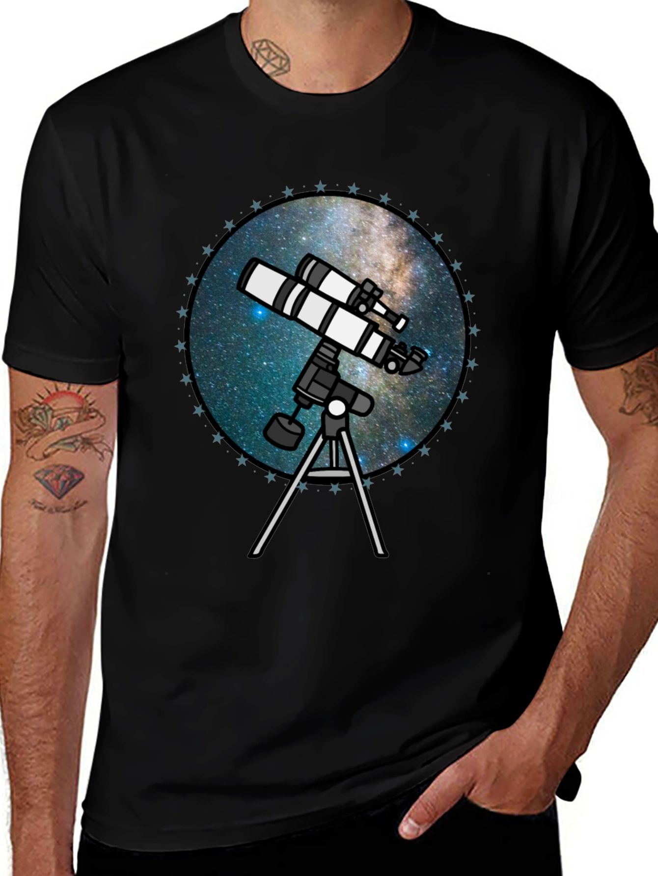 Telescope Galaxy T-Shirt - Stargazing Apparel