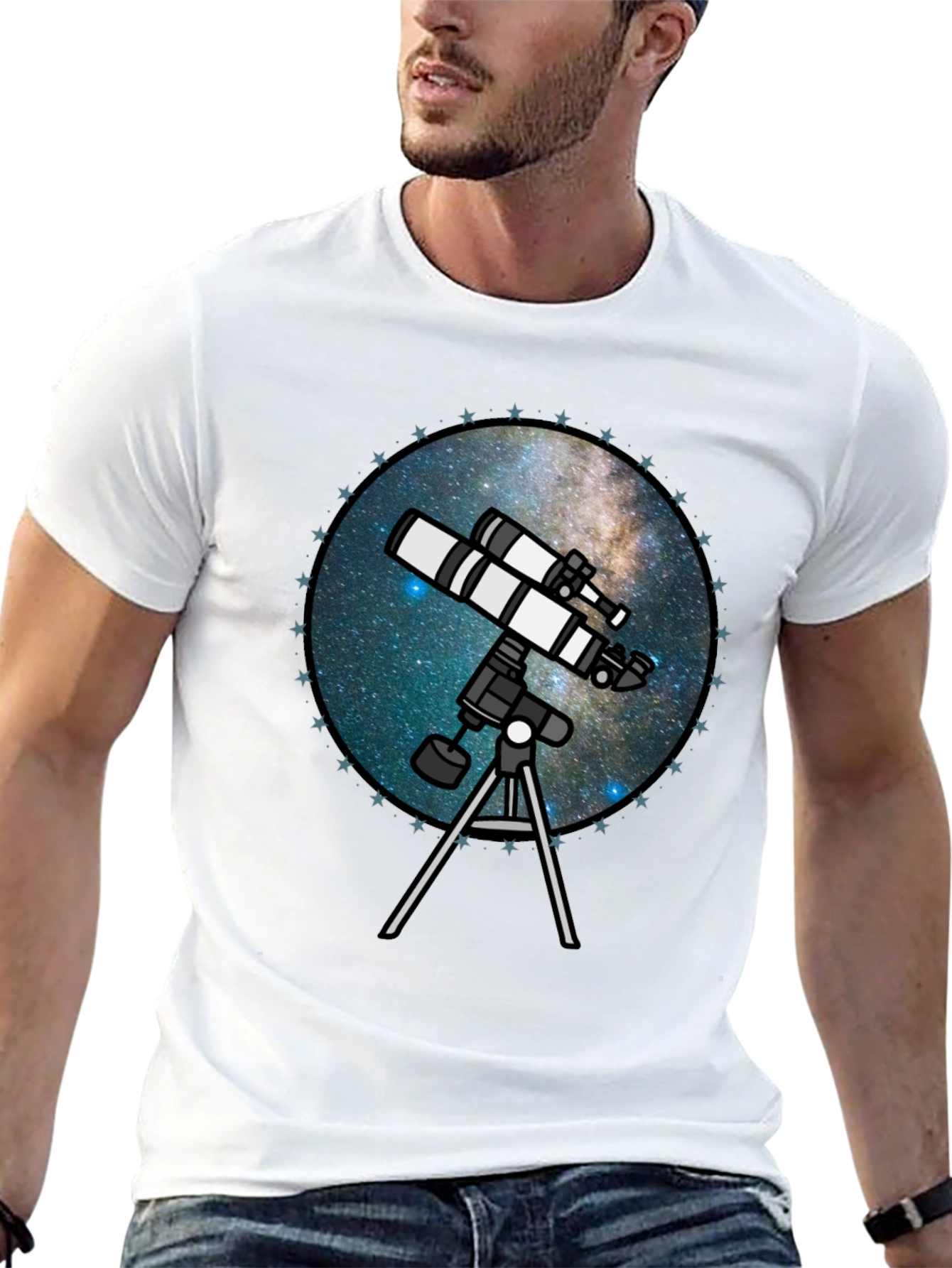 Telescope Galaxy T-Shirt - Stargazing Apparel