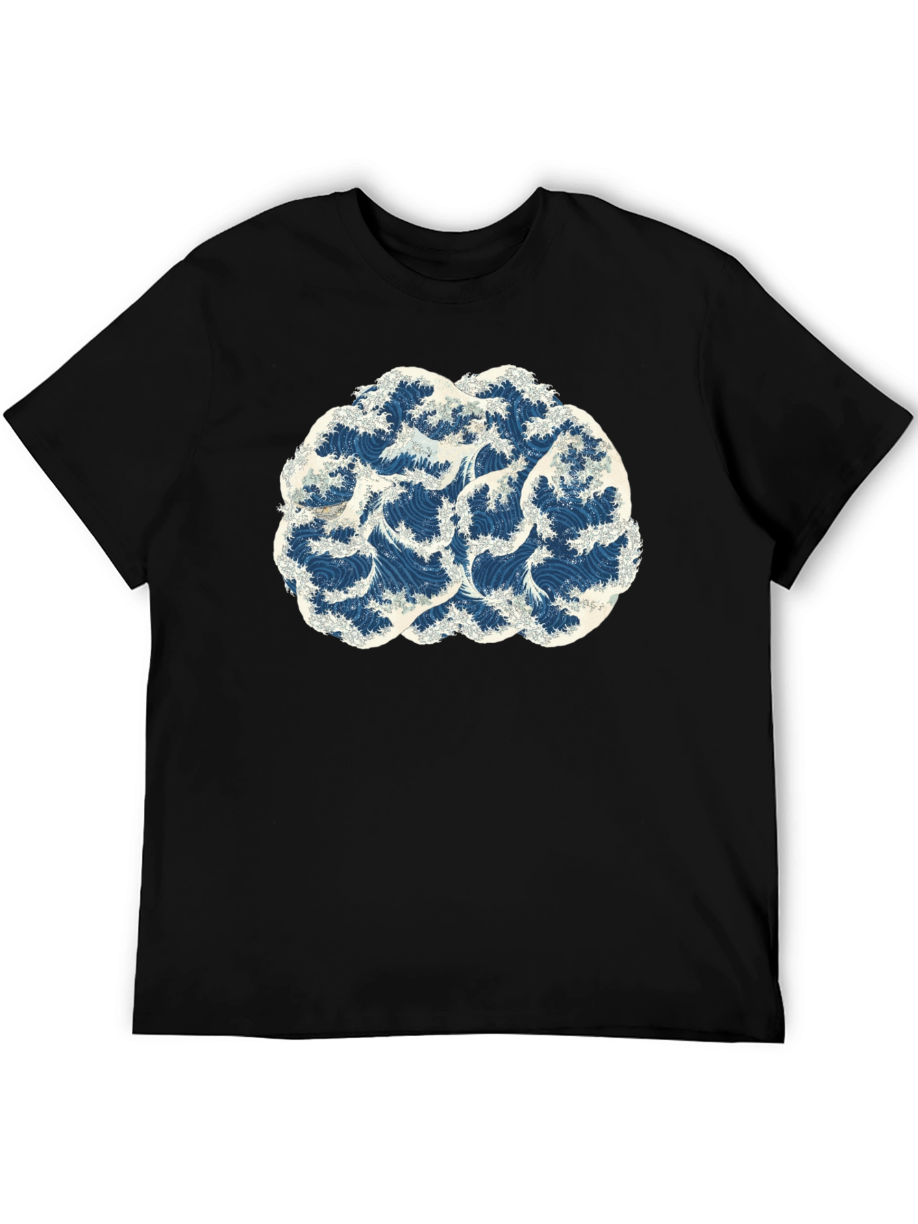 Wave Brain Black Tee - Artistic Mens T-Shirt