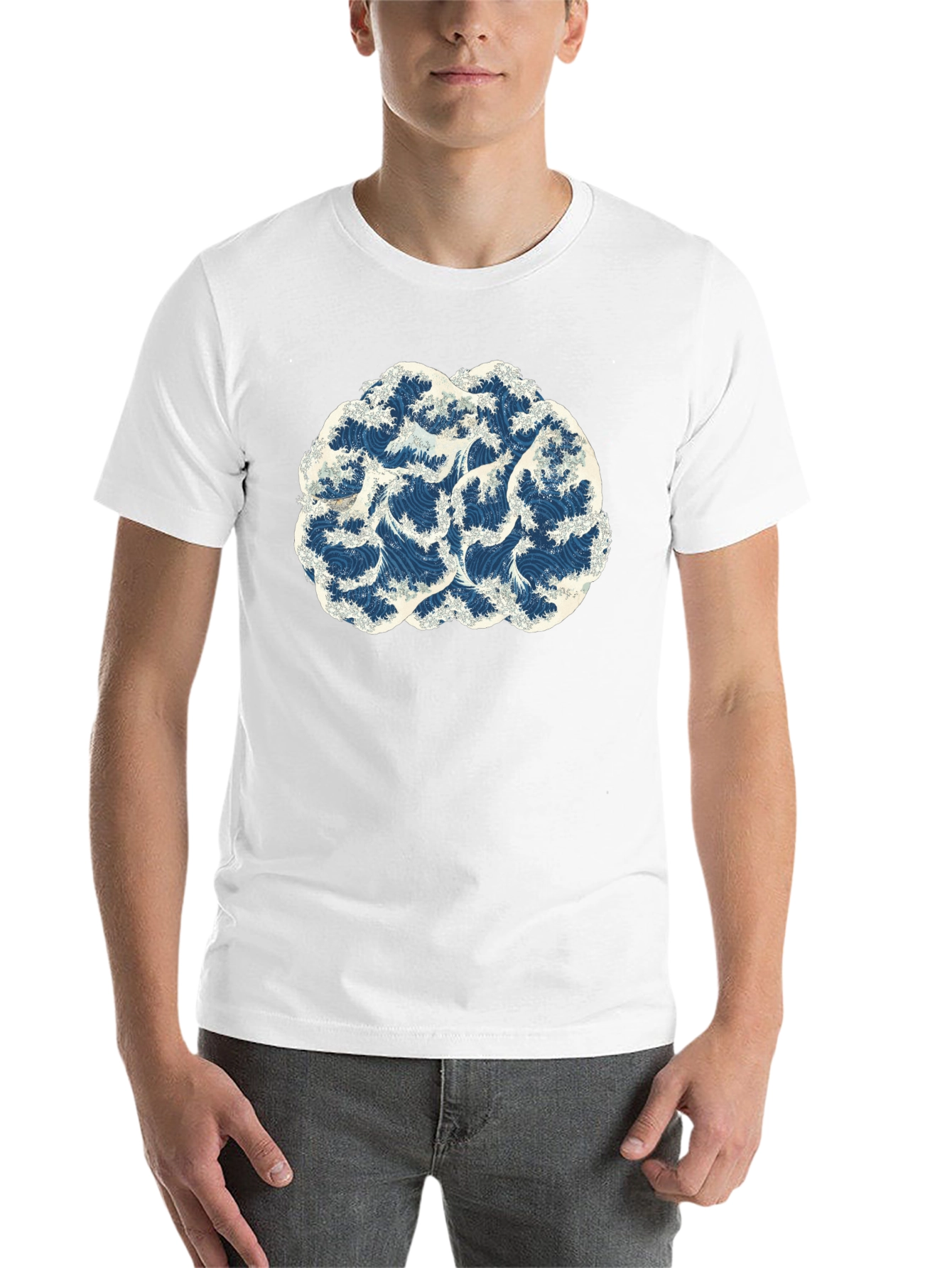 Wave Brain Black Tee - Artistic Mens T-Shirt