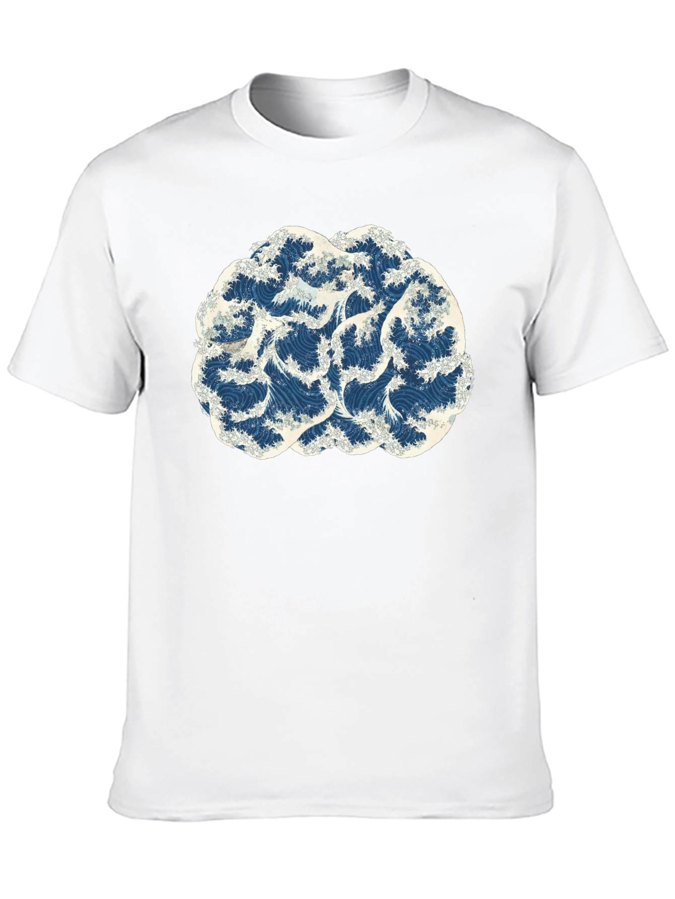 Wave Brain Black Tee - Artistic Mens T-Shirt