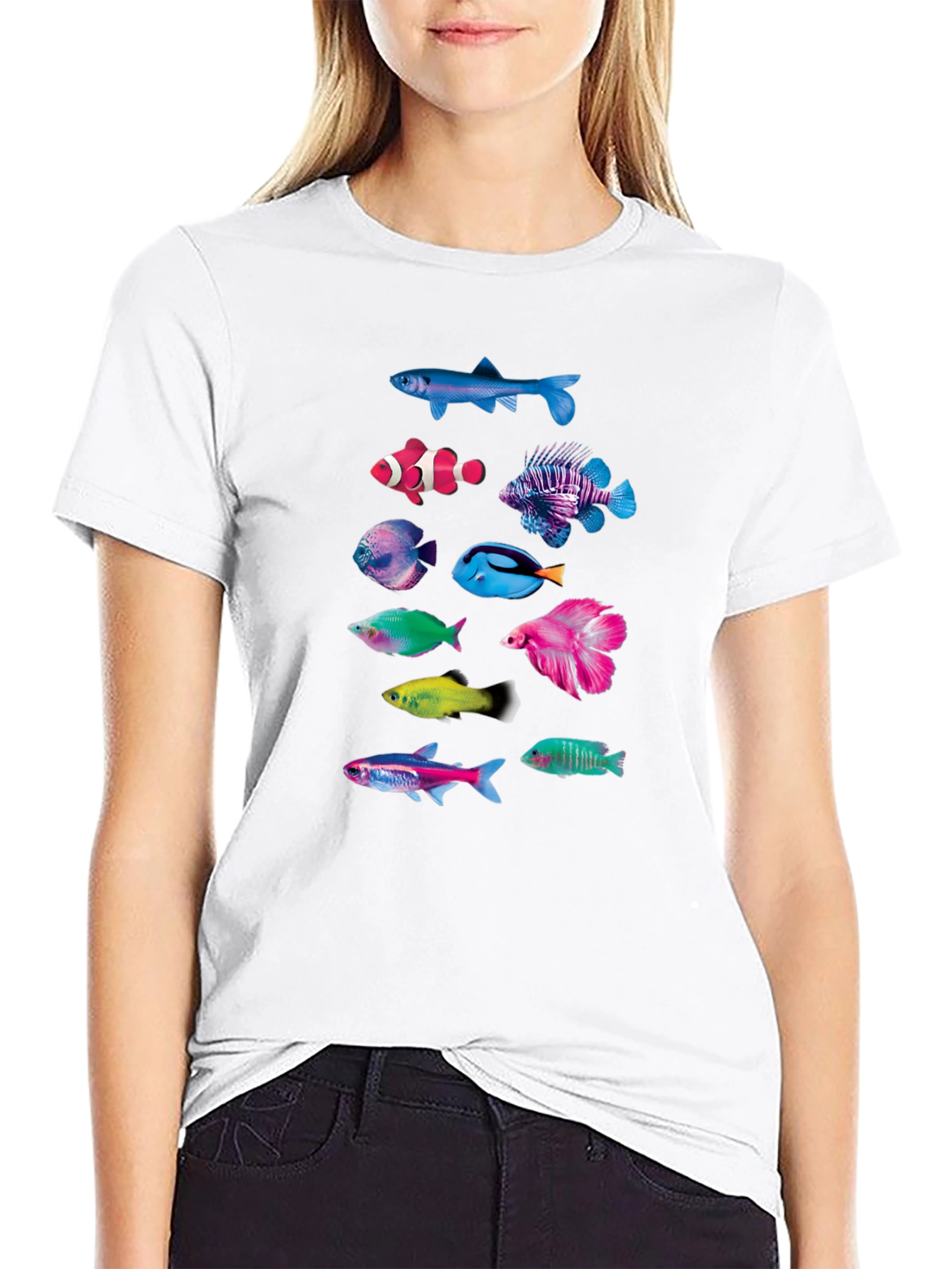Colorful Fish Graphic T-Shirt