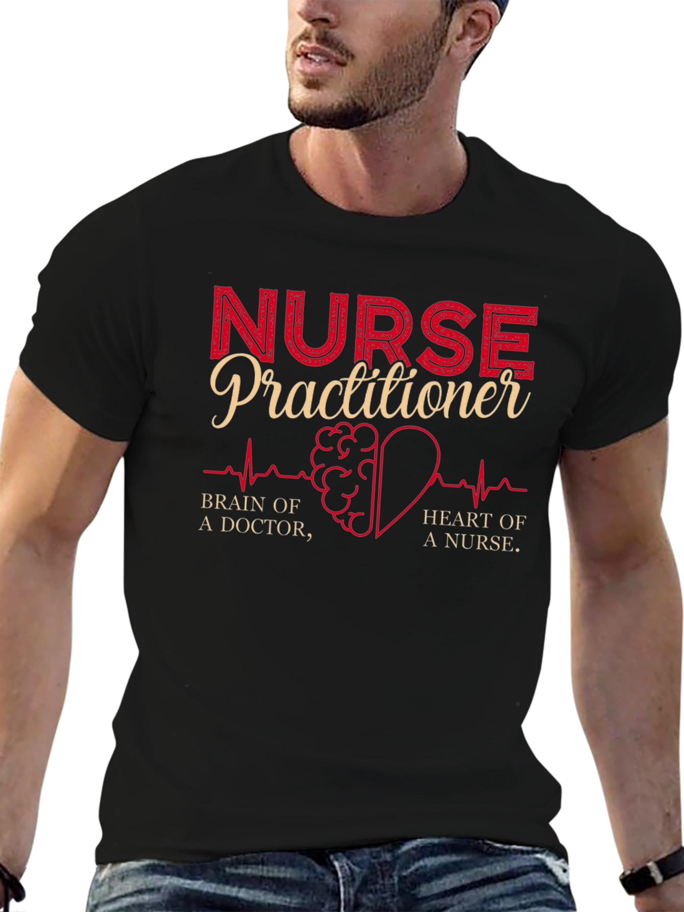 Nurse Practitioner T-Shirt - Brain Heart Doctor Nurse