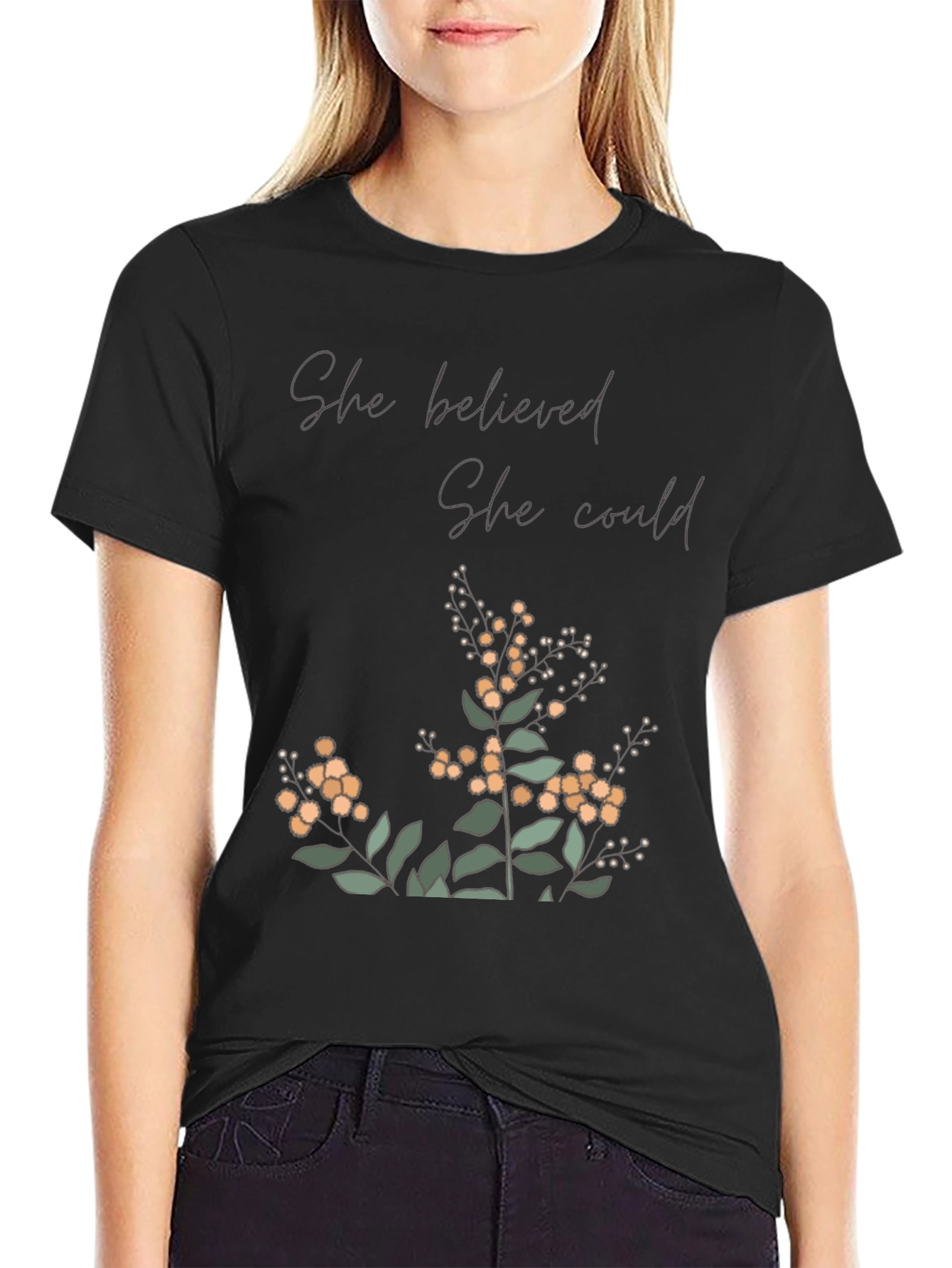 Inspirational Graphic Tee - She Believed She Could