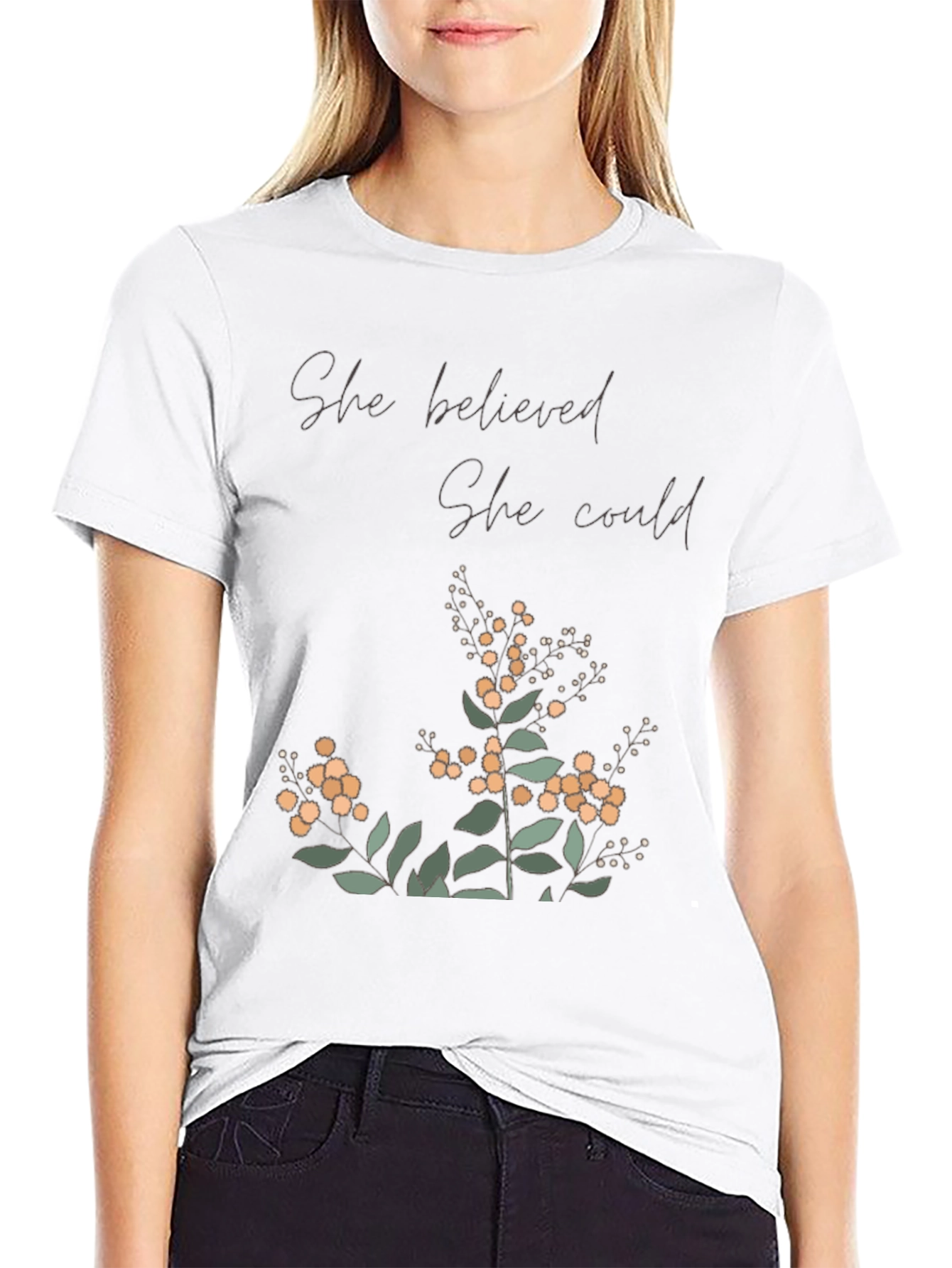 Inspirational Graphic Tee - She Believed She Could